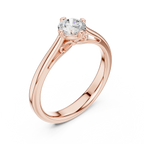10K Rose Gold Round Brilliant Diamond Elegant Cathedral Solitaire Ring