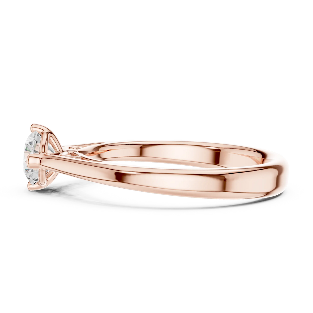 10K Rose Gold Round Brilliant Diamond Elegant Cathedral Solitaire Ring