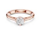 10K Rose Gold Round Brilliant Diamond Elegant Cathedral Solitaire Ring