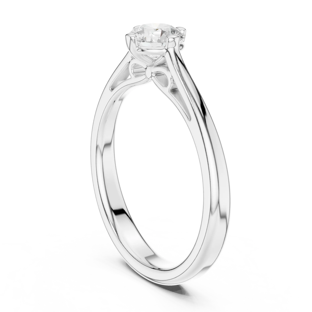 10K Rose Gold Round Brilliant Diamond Elegant Cathedral Solitaire Ring