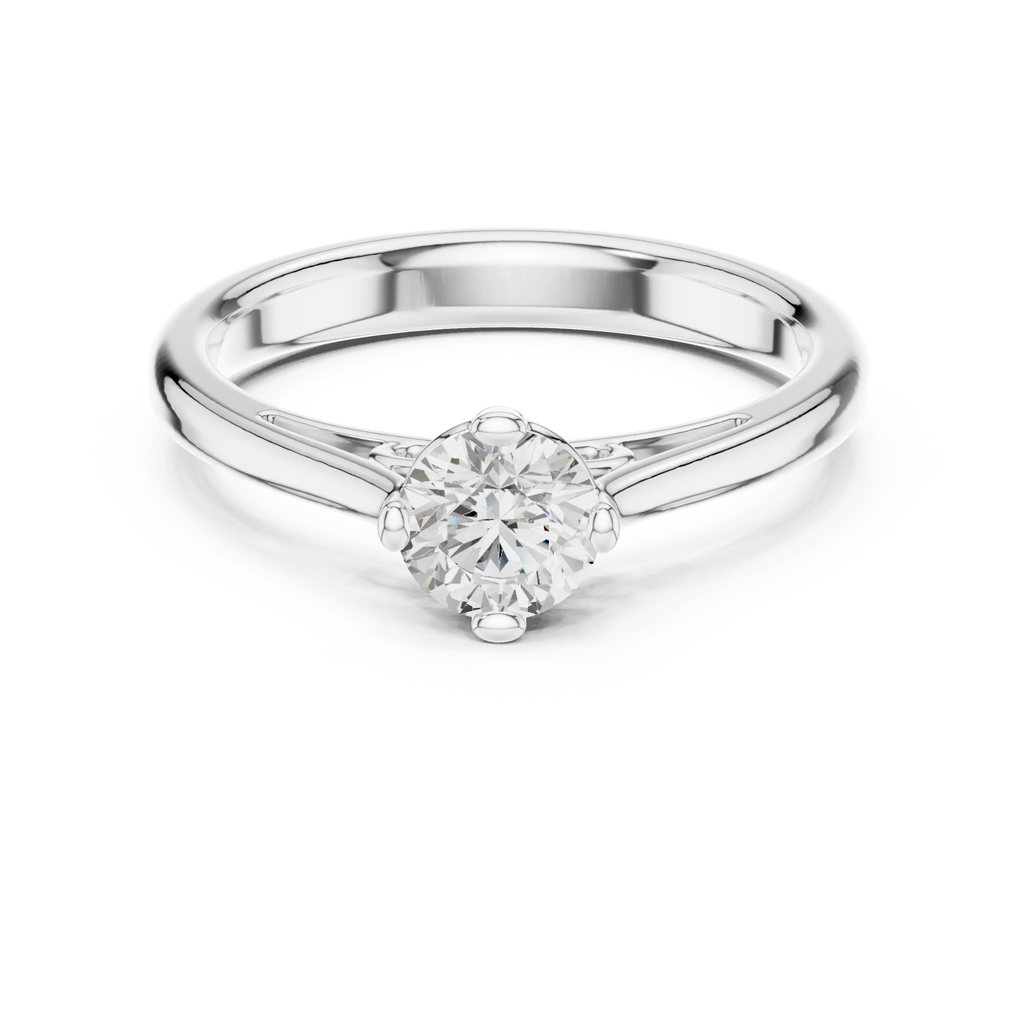 10K Rose Gold Round Brilliant Diamond Elegant Cathedral Solitaire Ring