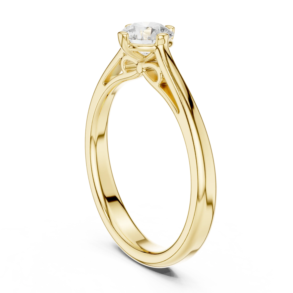 10K Rose Gold Round Brilliant Diamond Elegant Cathedral Solitaire Ring