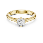 10K Rose Gold Round Brilliant Diamond Elegant Cathedral Solitaire Ring