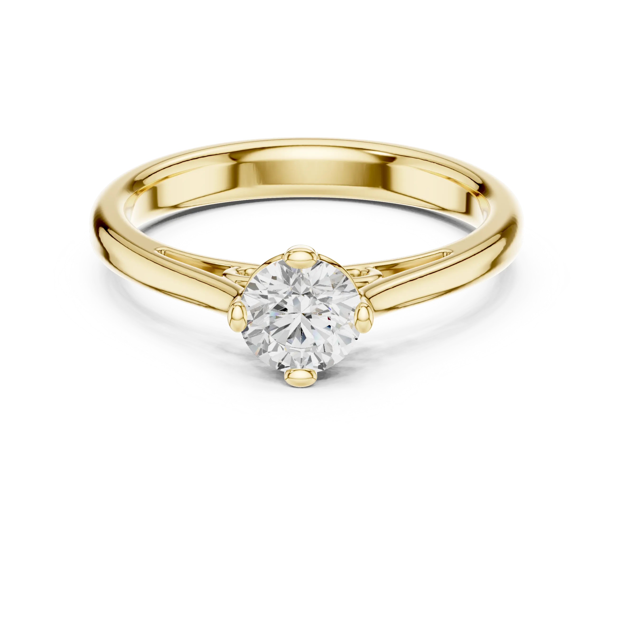 10K Rose Gold Round Brilliant Diamond Elegant Cathedral Solitaire Ring