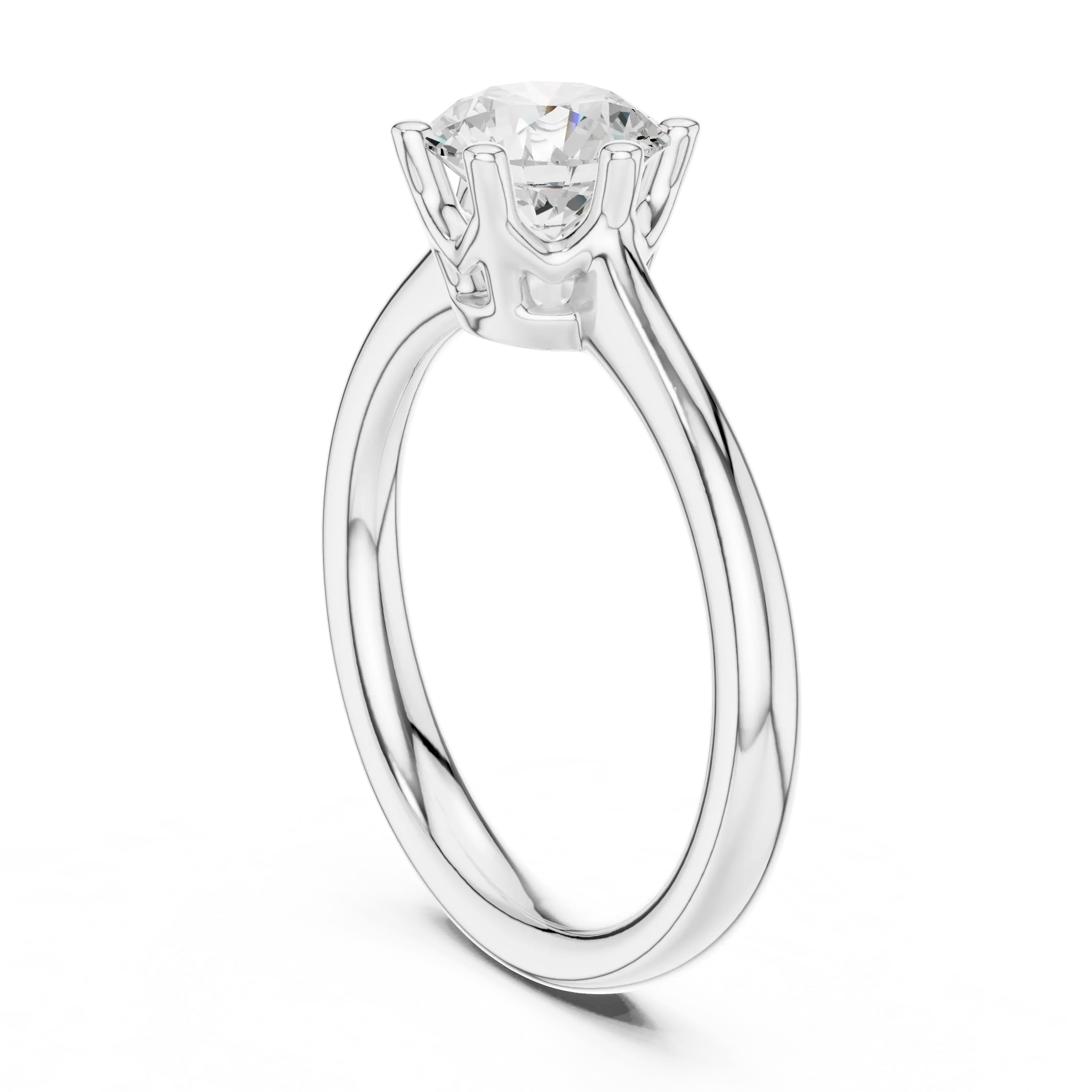 Classic Six-Prong White Gold Round Brilliant Diamond Ring