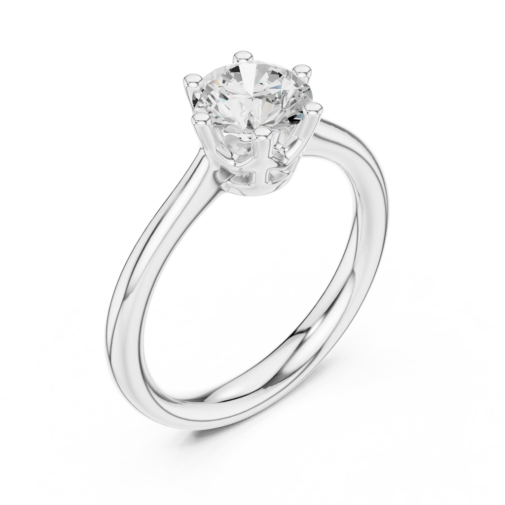 Classic Six-Prong White Gold Round Brilliant Diamond Ring