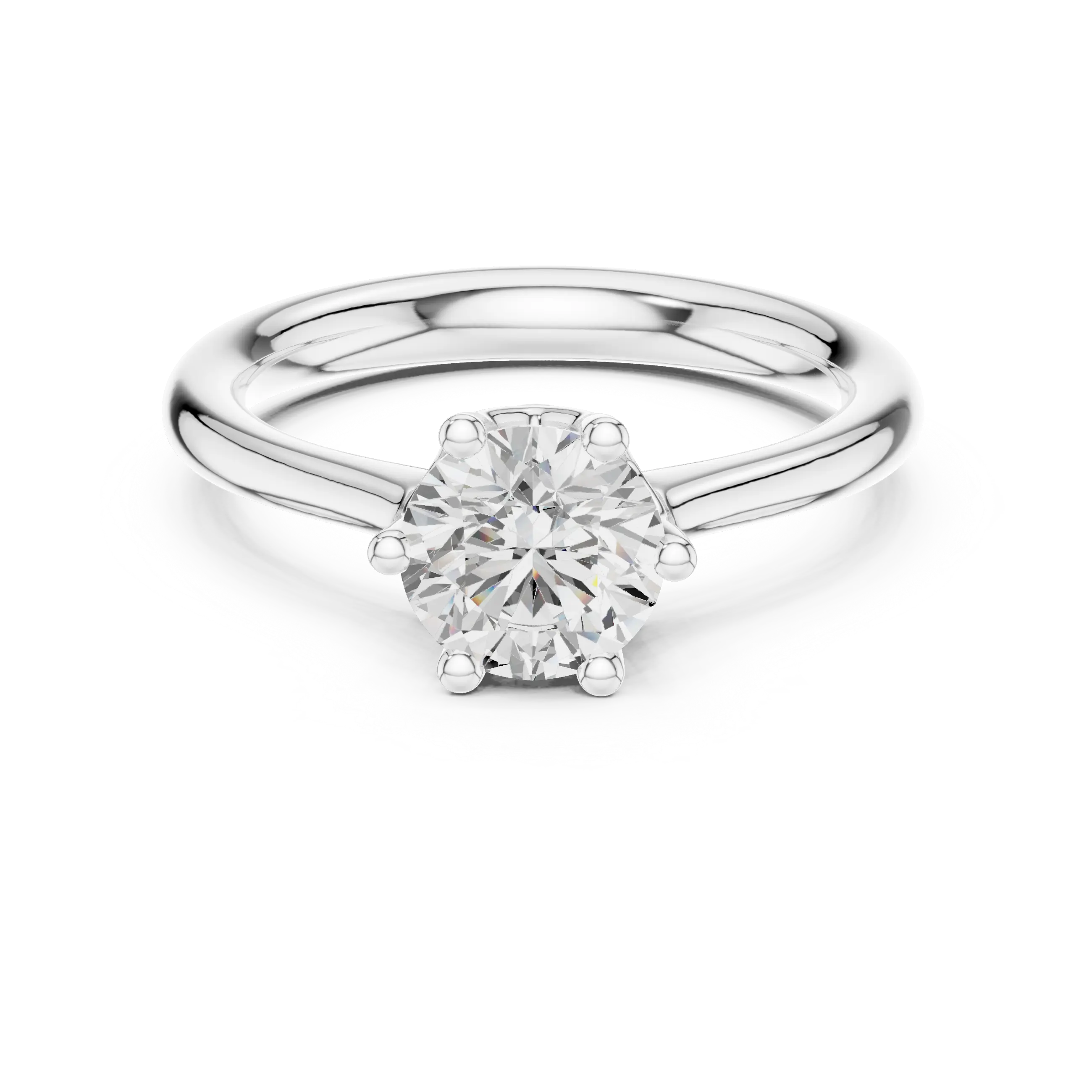 Classic Six-Prong White Gold Round Brilliant Diamond Ring