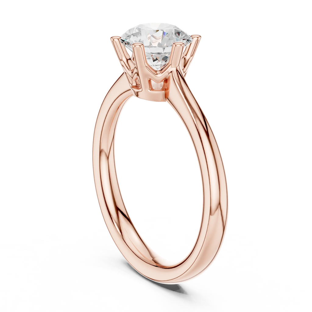 Certified Lab grown Round diamond engagement ring Solid gold ring
