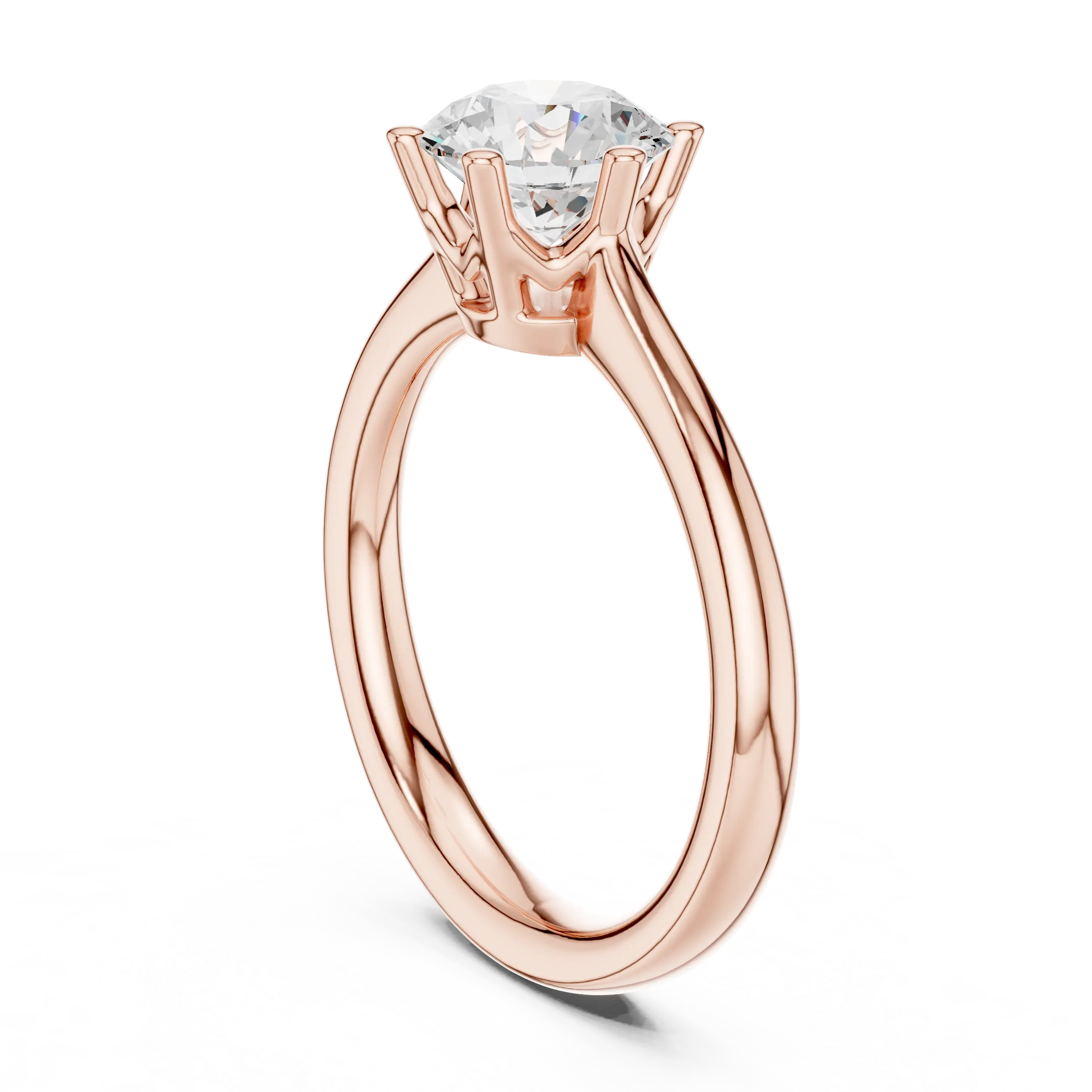 Certified Lab grown Round diamond engagement ring Solid gold ring