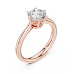 Certified Lab grown Round diamond engagement ring Solid gold ring
