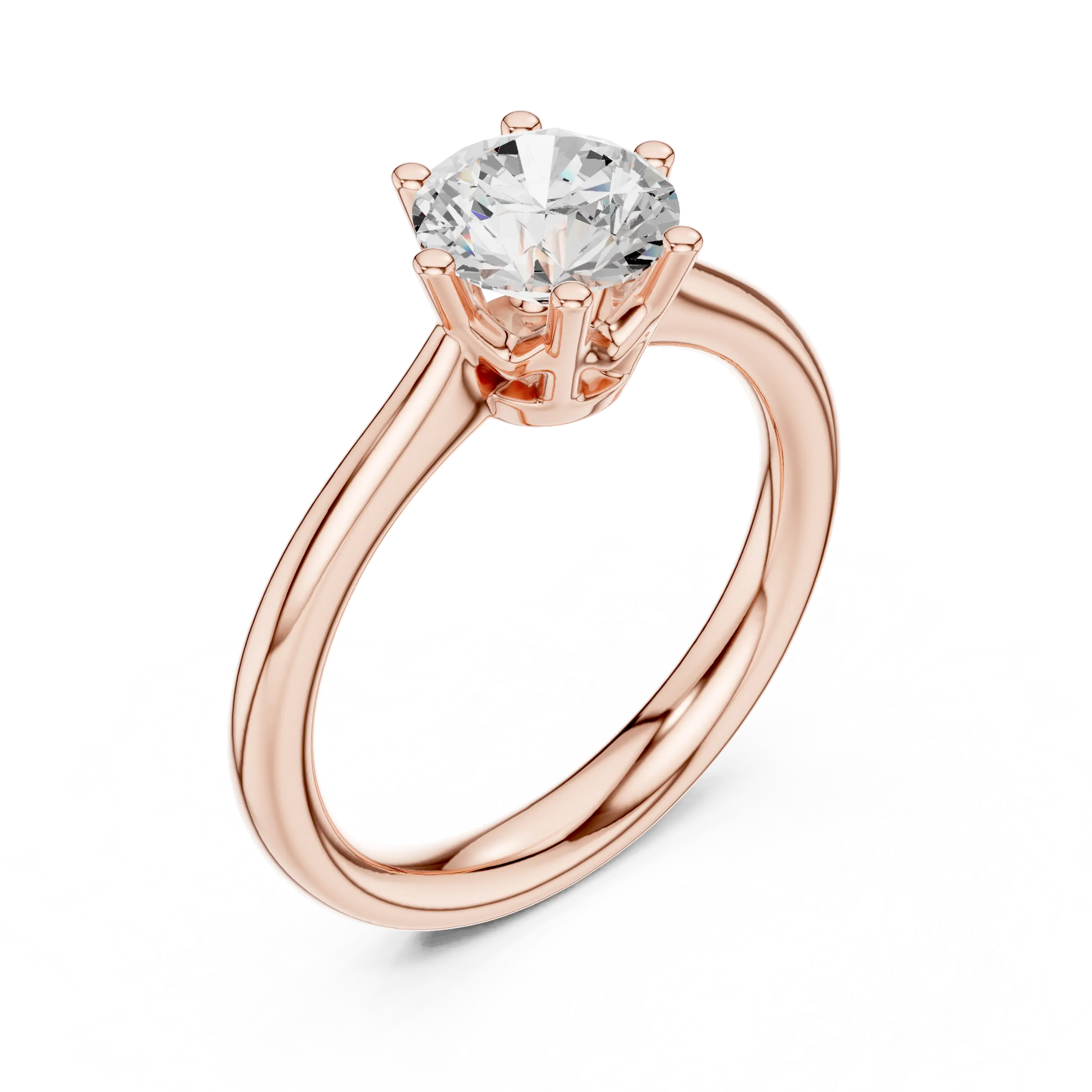 Certified Lab grown Round diamond engagement ring Solid gold ring
