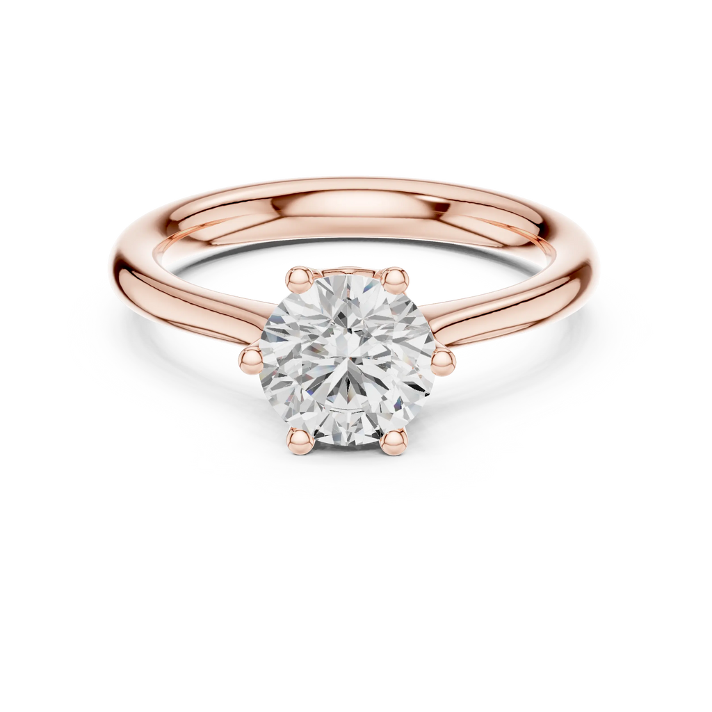 Certified Lab grown Round diamond engagement ring Solid gold ring