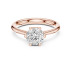 Certified Lab grown Round diamond engagement ring Solid gold ring