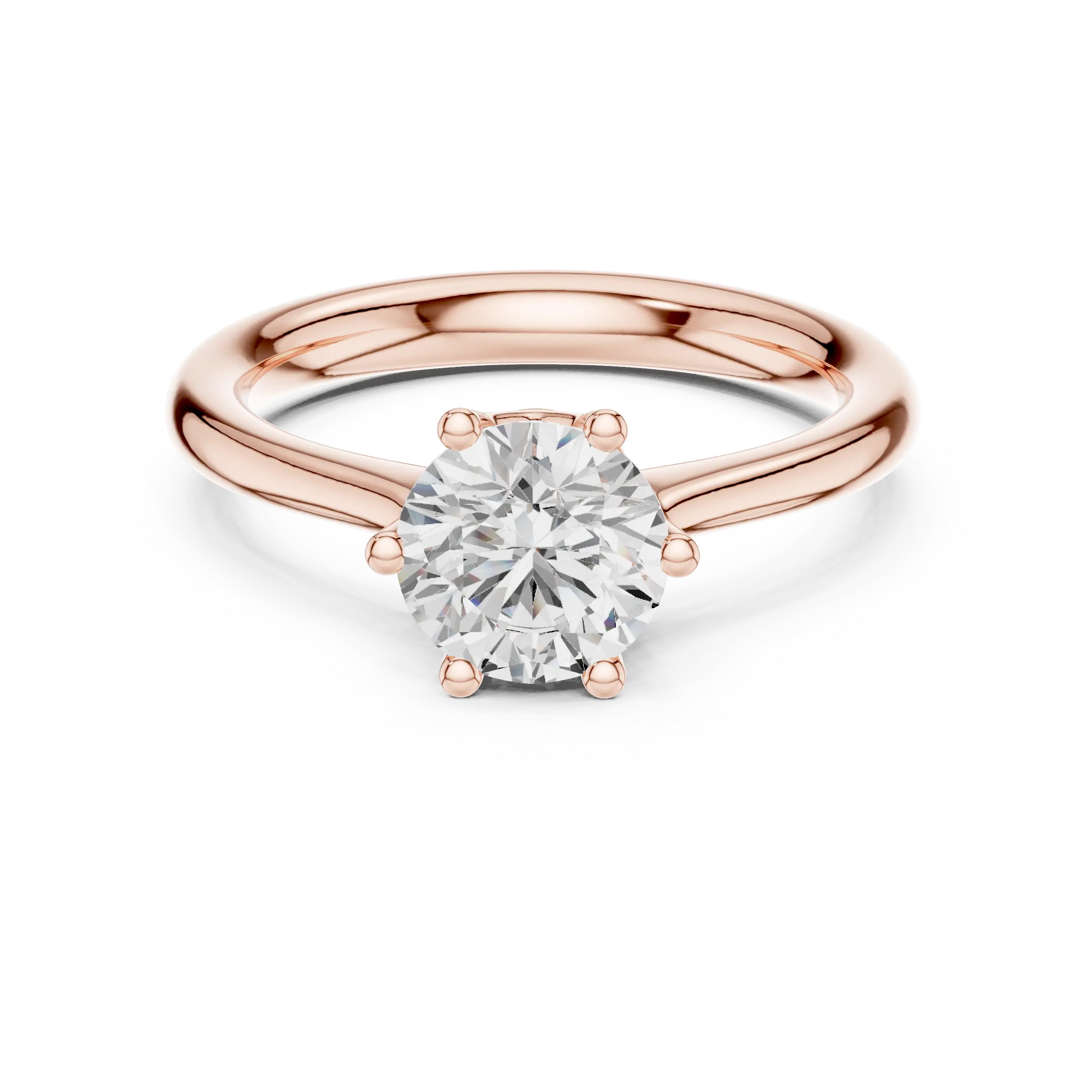 Certified Lab grown Round diamond engagement ring Solid gold ring