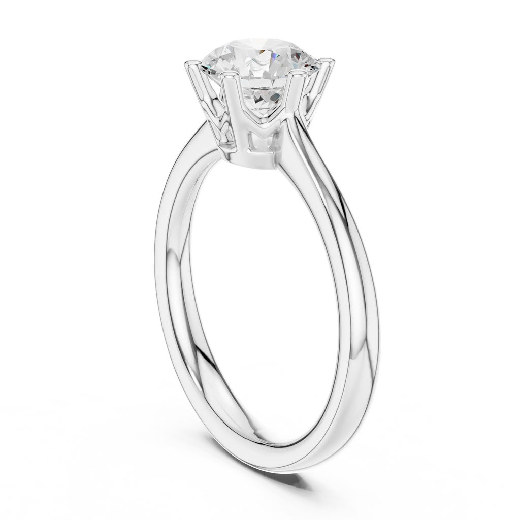 Certified Lab grown Round diamond engagement ring Solid gold ring
