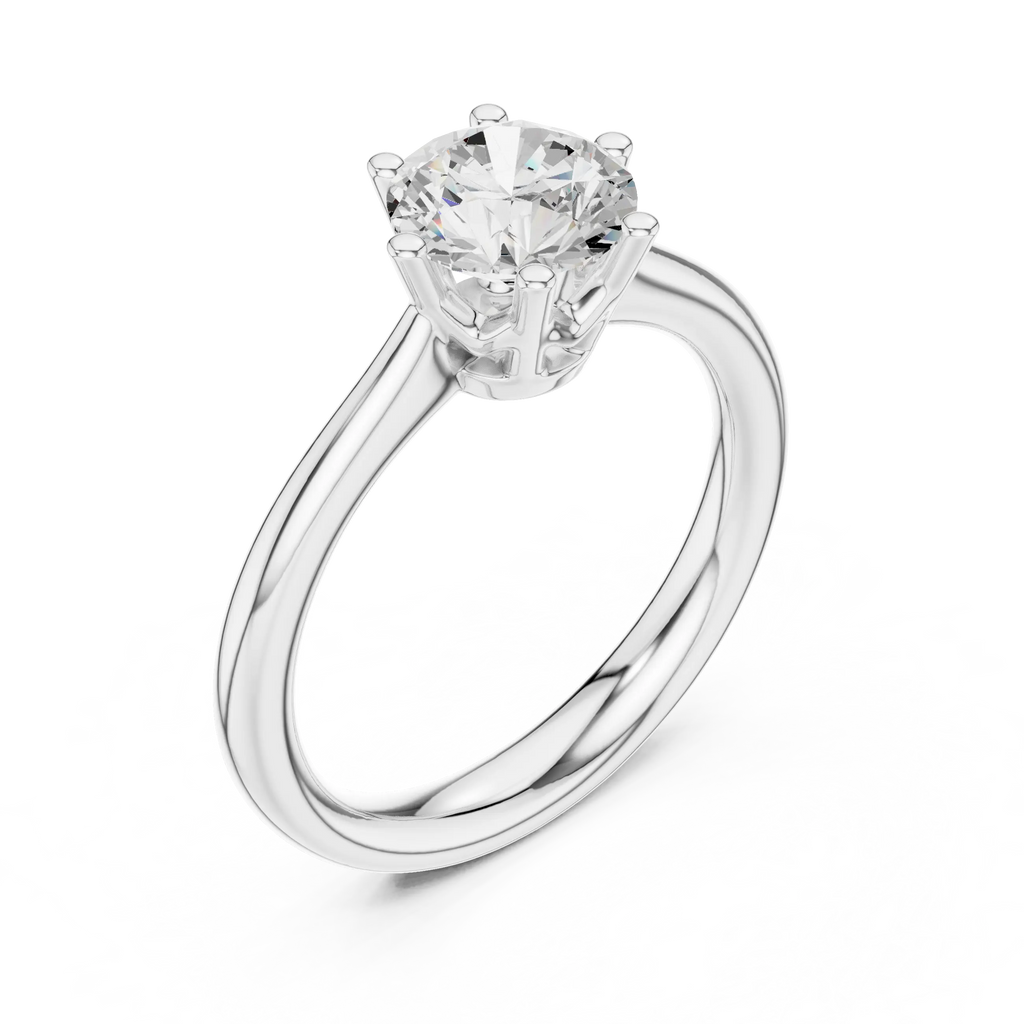 Certified Lab grown Round diamond engagement ring Solid gold ring