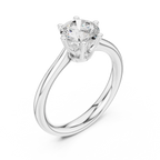 Certified Lab grown Round diamond engagement ring Solid gold ring