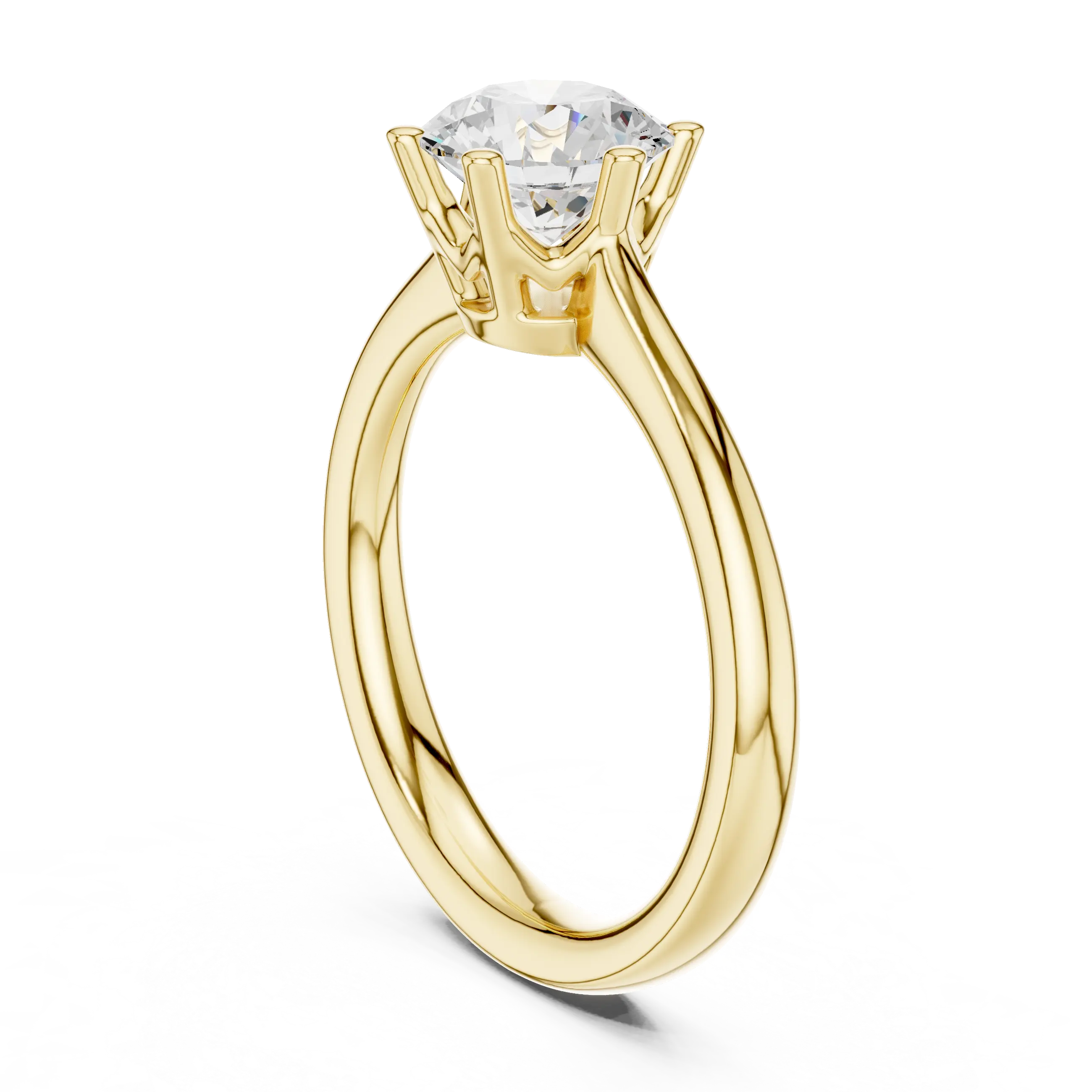 Certified Lab grown Round diamond engagement ring Solid gold ring