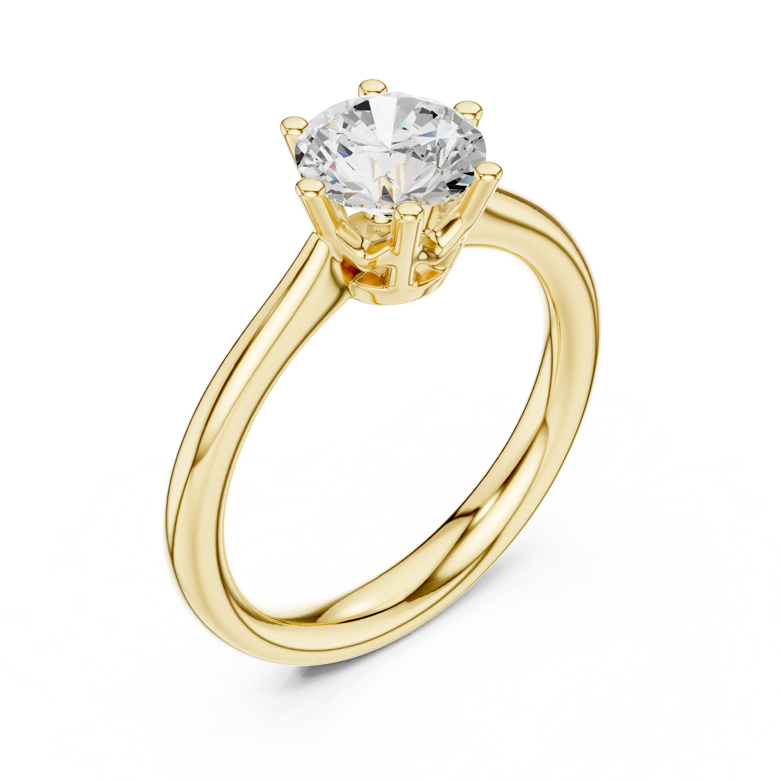 Certified Lab grown Round diamond engagement ring Solid gold ring
