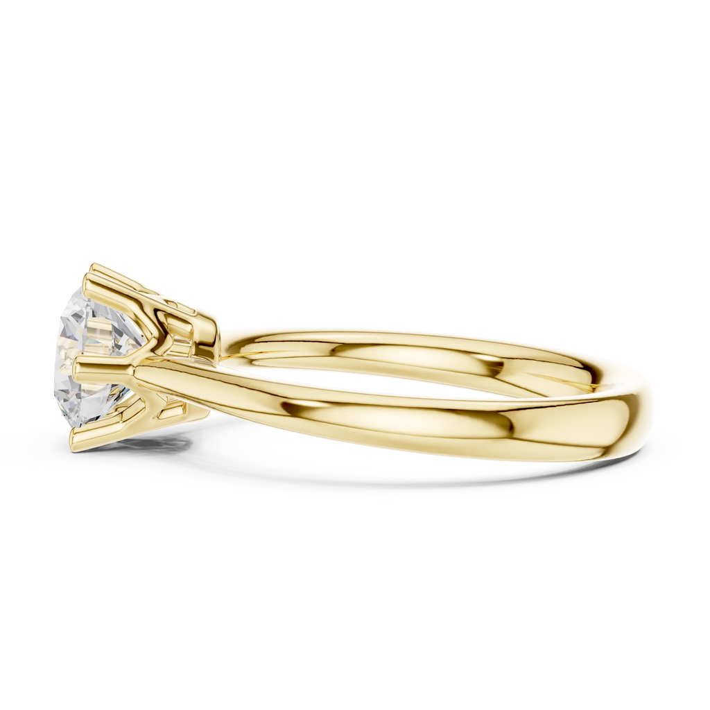 Certified Lab grown Round diamond engagement ring Solid gold ring