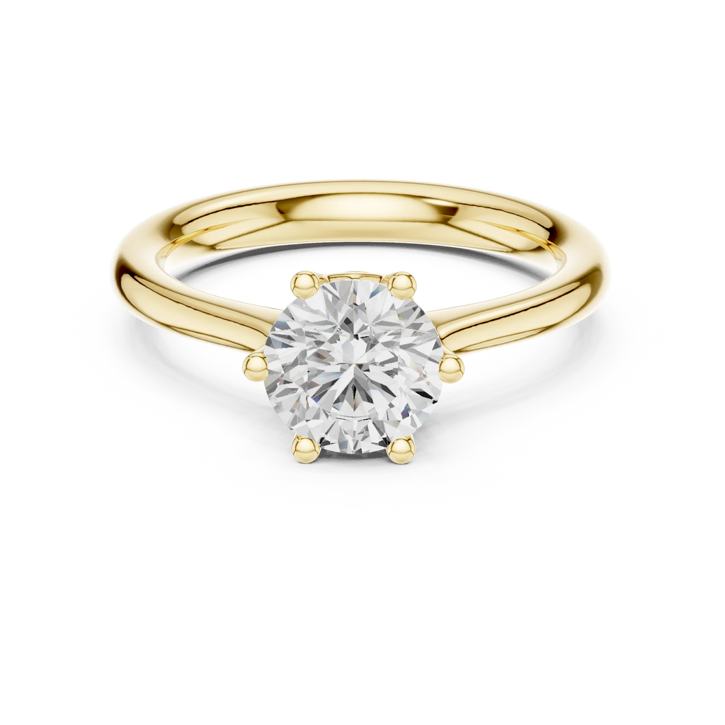 Certified Lab grown Round diamond engagement ring Solid gold ring