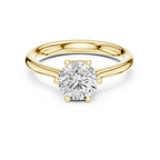 Certified Lab grown Round diamond engagement ring Solid gold ring