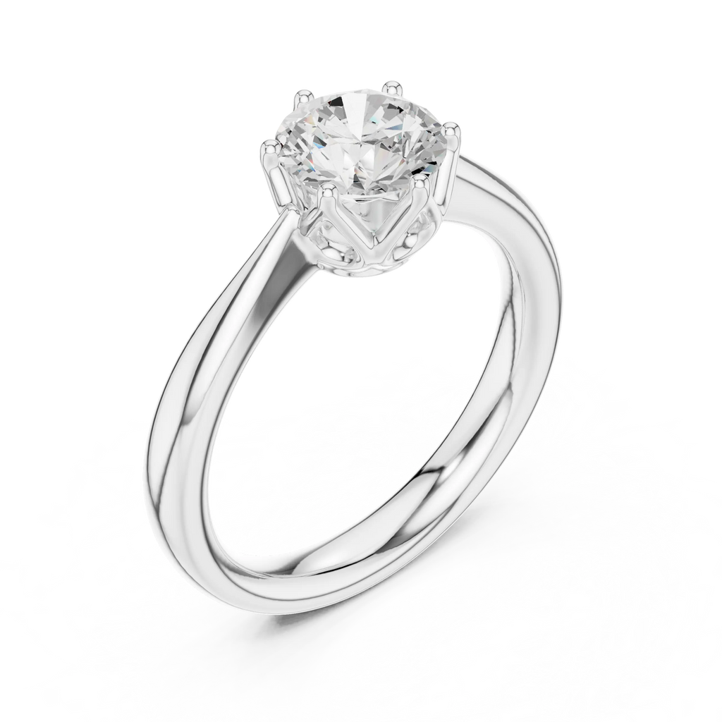 1.13ct Round Moissanite 6-Prong Solitaire Engagement Ring