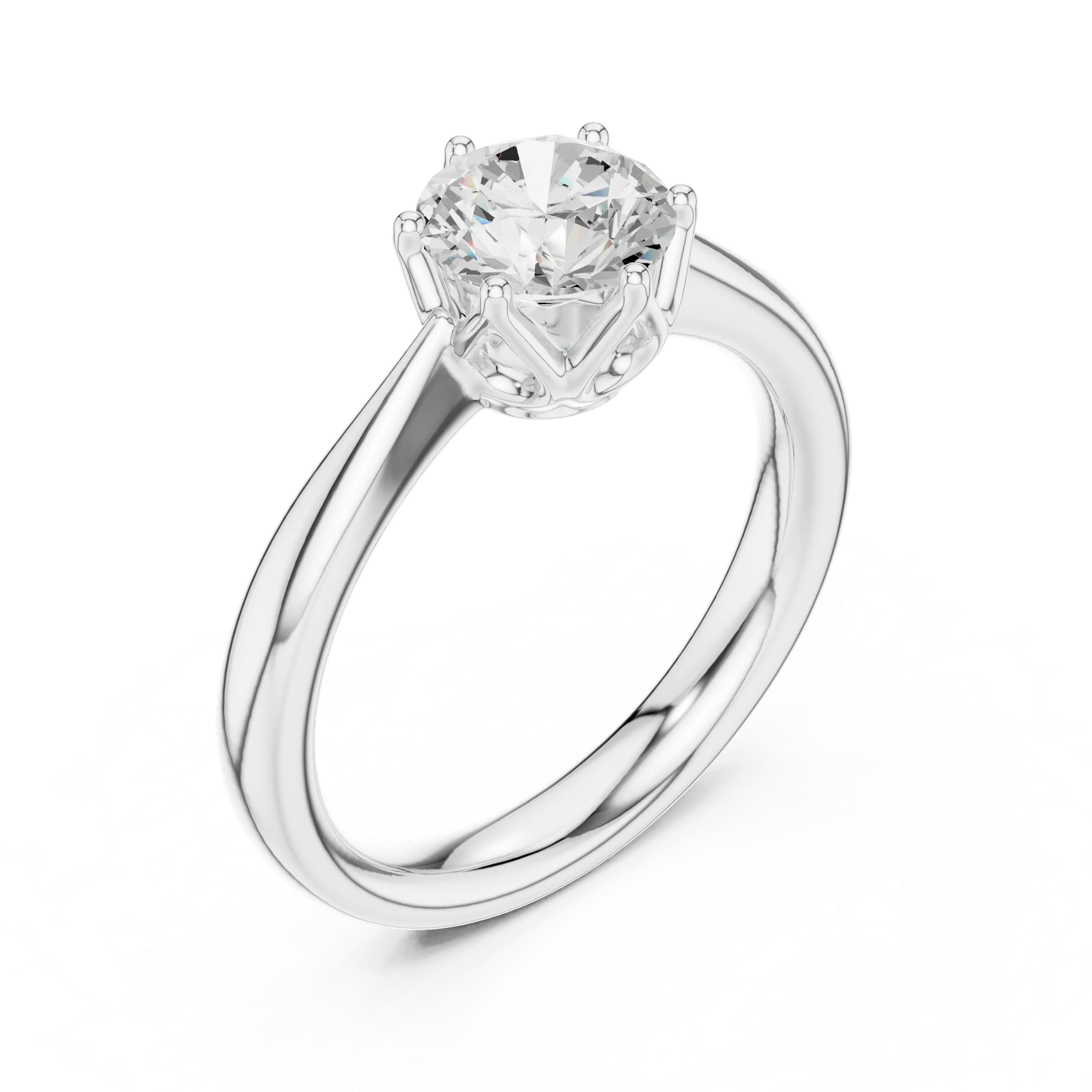1.13ct Round Moissanite 6-Prong Solitaire Engagement Ring