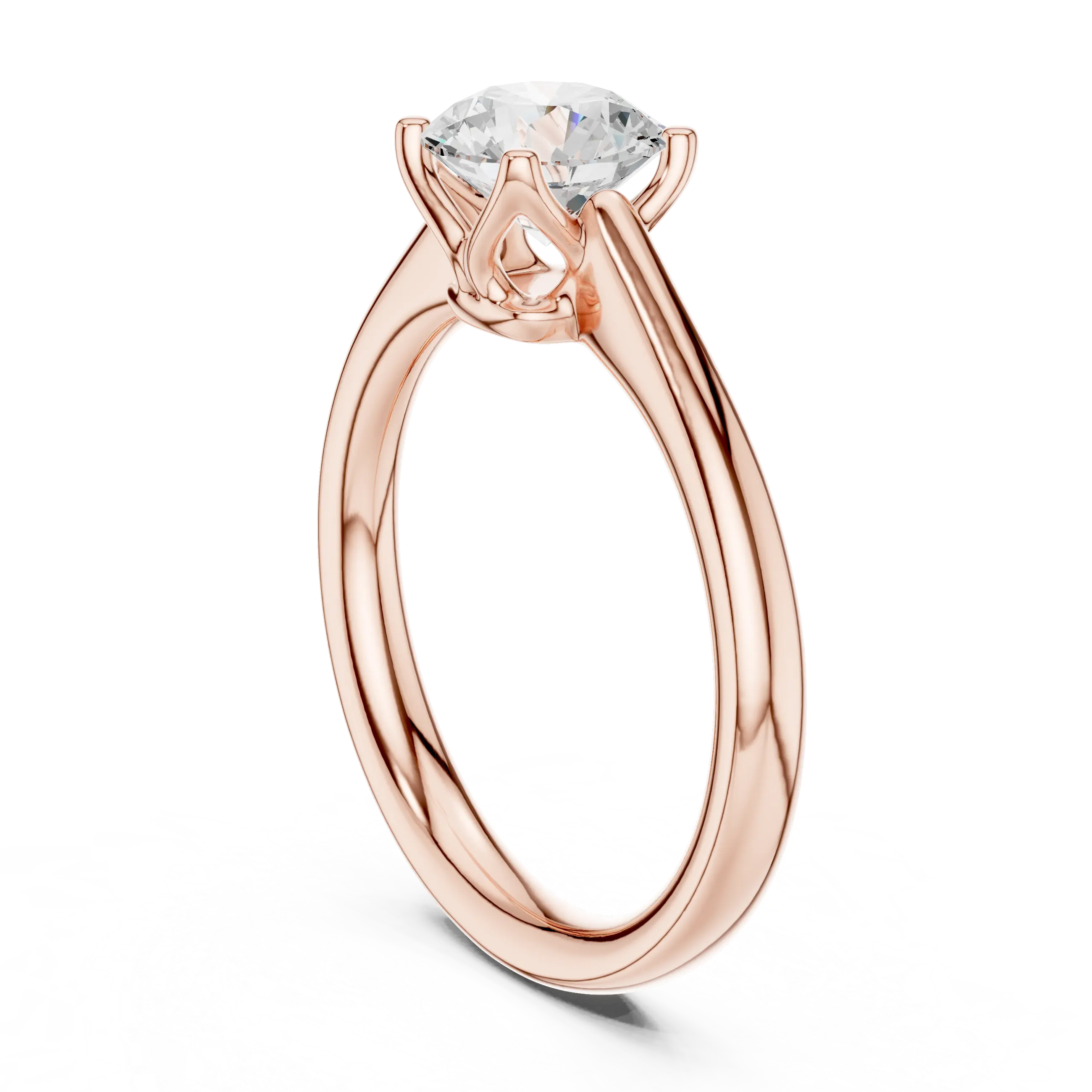 14K White Gold Six Prong Round Brilliant Cut Minimalist Promise Ring