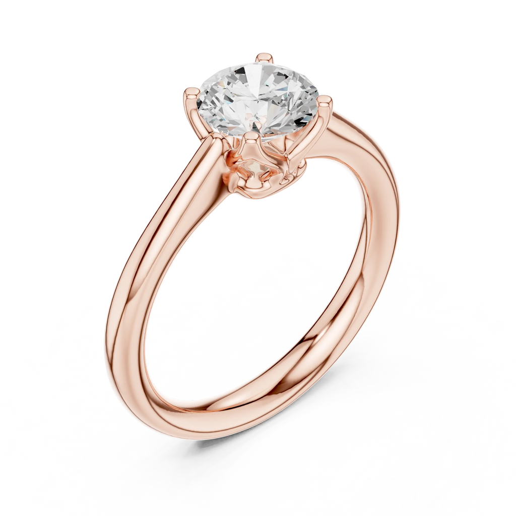 14K White Gold Six Prong Round Brilliant Cut Minimalist Promise Ring