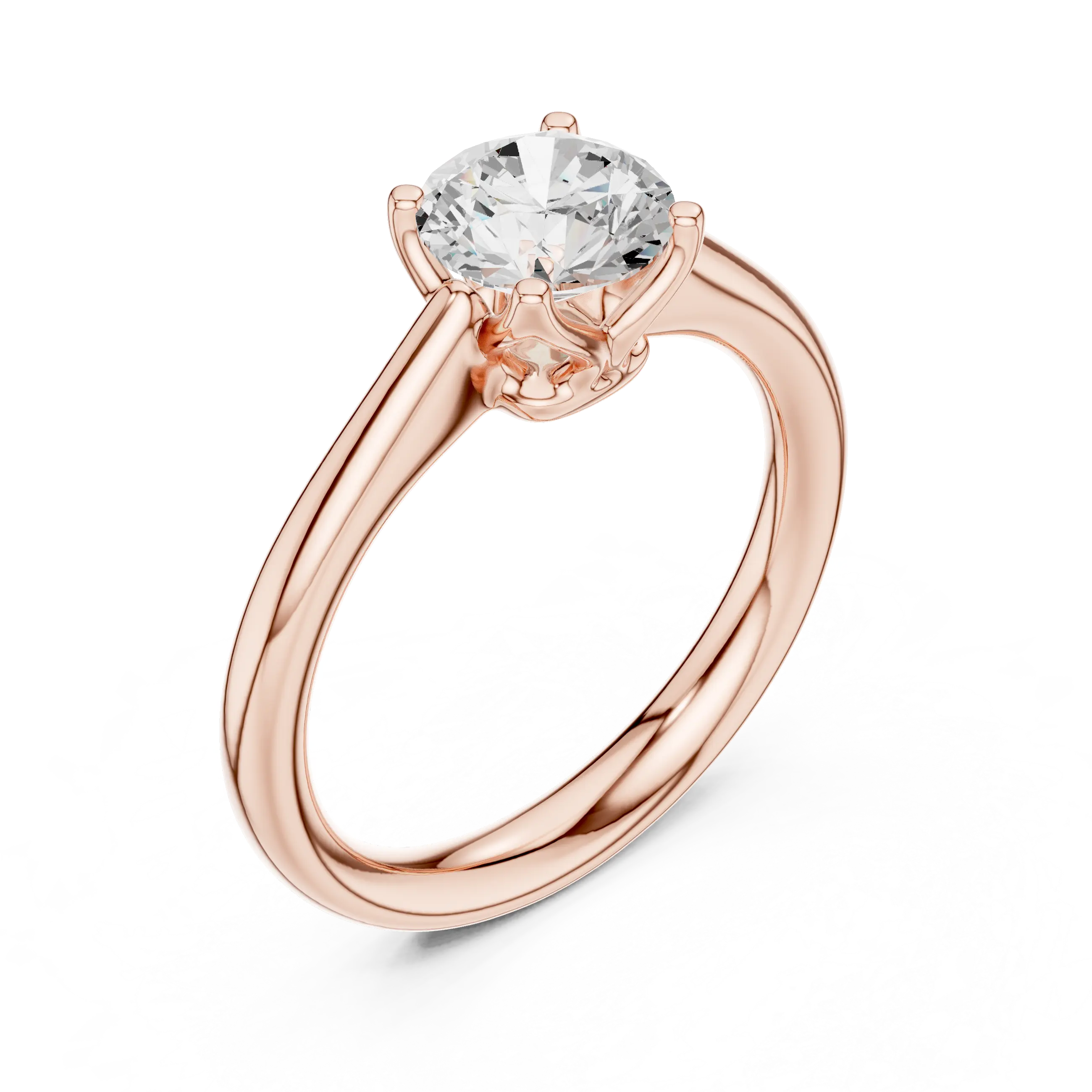 14K White Gold Six Prong Round Brilliant Cut Minimalist Promise Ring