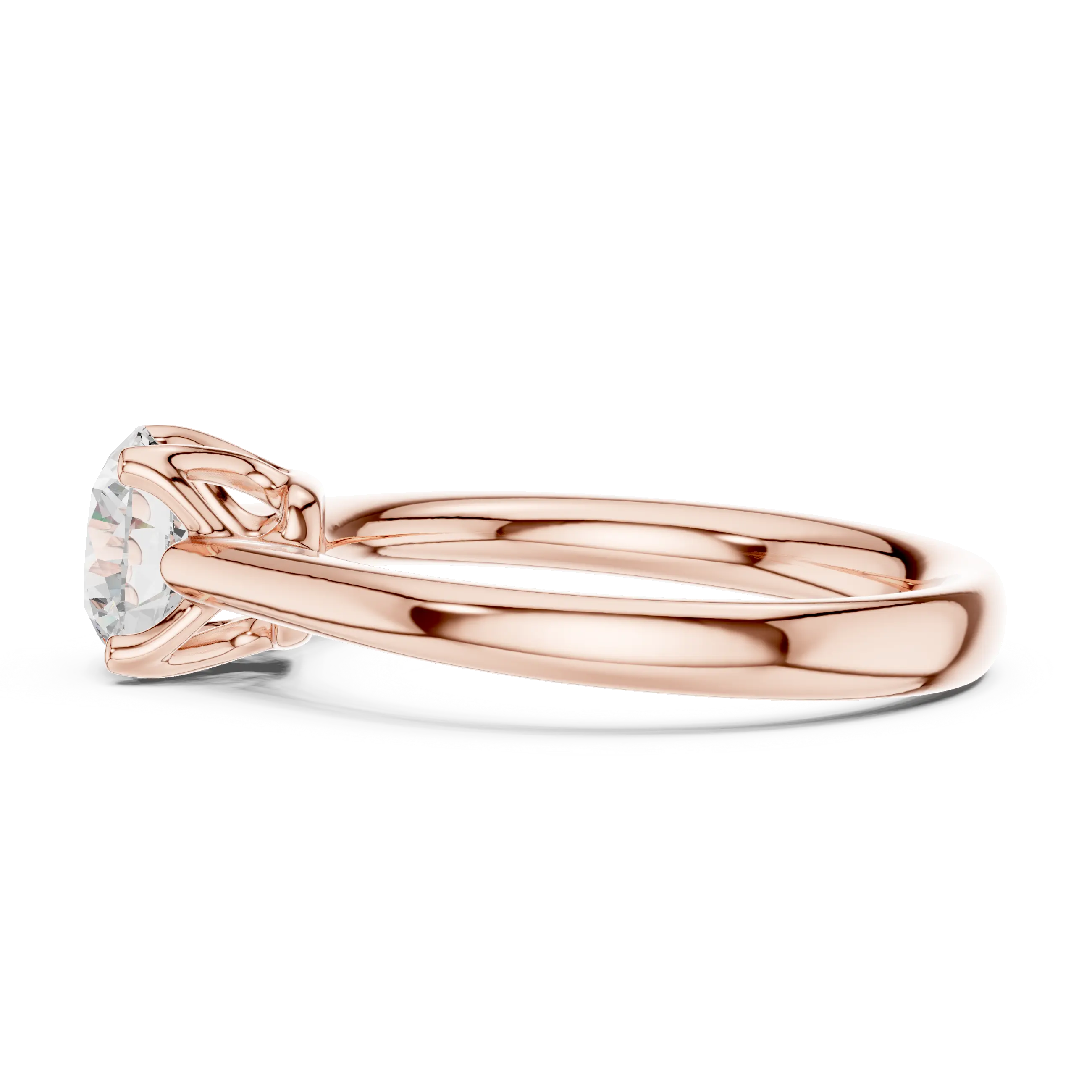 14K White Gold Six Prong Round Brilliant Cut Minimalist Promise Ring