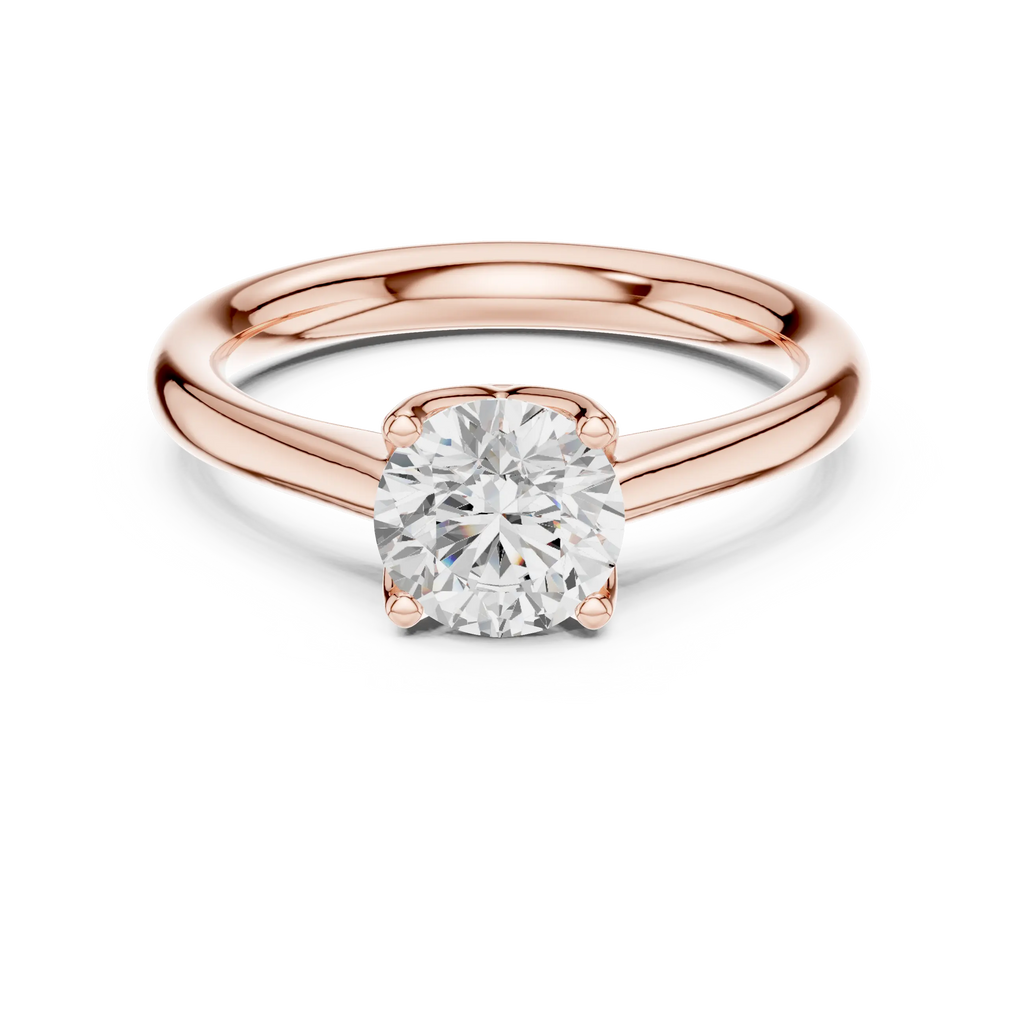 14K White Gold Six Prong Round Brilliant Cut Minimalist Promise Ring