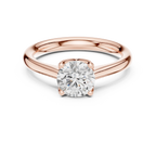 14K White Gold Six Prong Round Brilliant Cut Minimalist Promise Ring