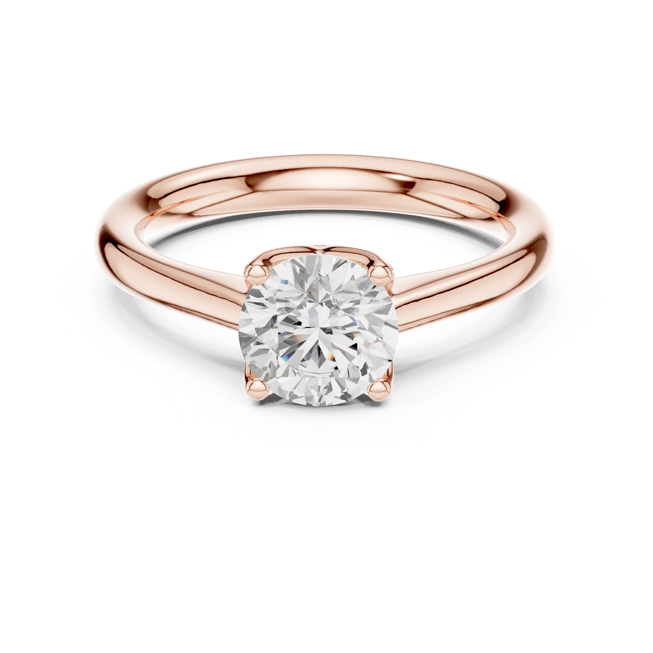 14K White Gold Six Prong Round Brilliant Cut Minimalist Promise Ring