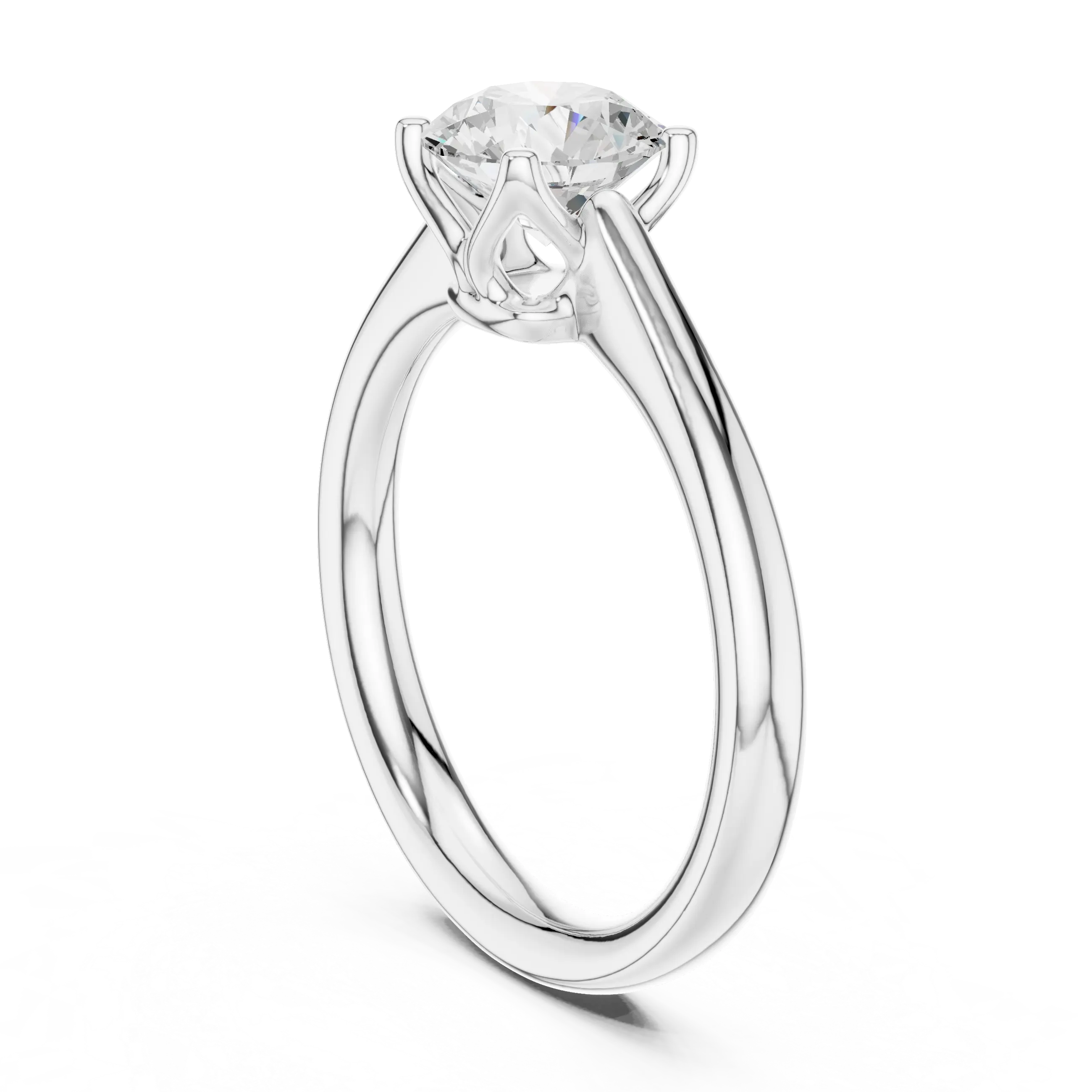 14K White Gold Six Prong Round Brilliant Cut Minimalist Promise Ring