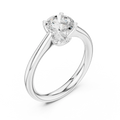 14K White Gold Six Prong Round Brilliant Cut Minimalist Promise Ring