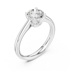 14K White Gold Six Prong Round Brilliant Cut Minimalist Promise Ring