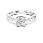 14K White Gold Six Prong Round Brilliant Cut Minimalist Promise Ring