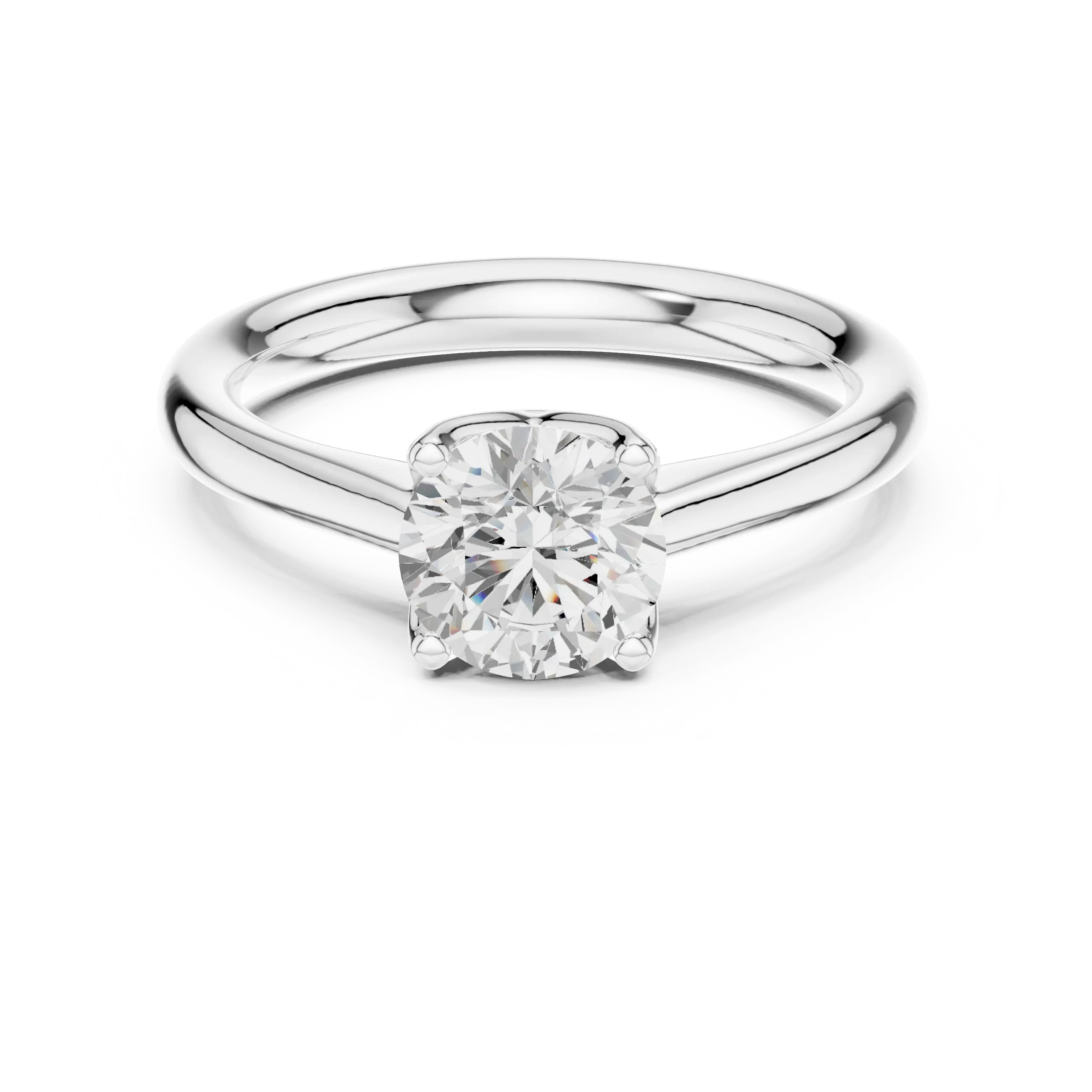 14K White Gold Six Prong Round Brilliant Cut Minimalist Promise Ring