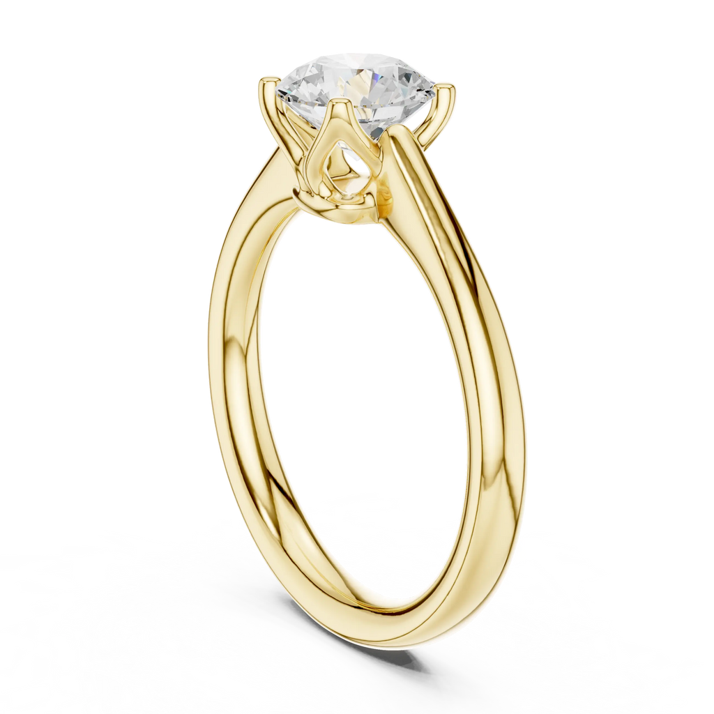 14K White Gold Six Prong Round Brilliant Cut Minimalist Promise Ring