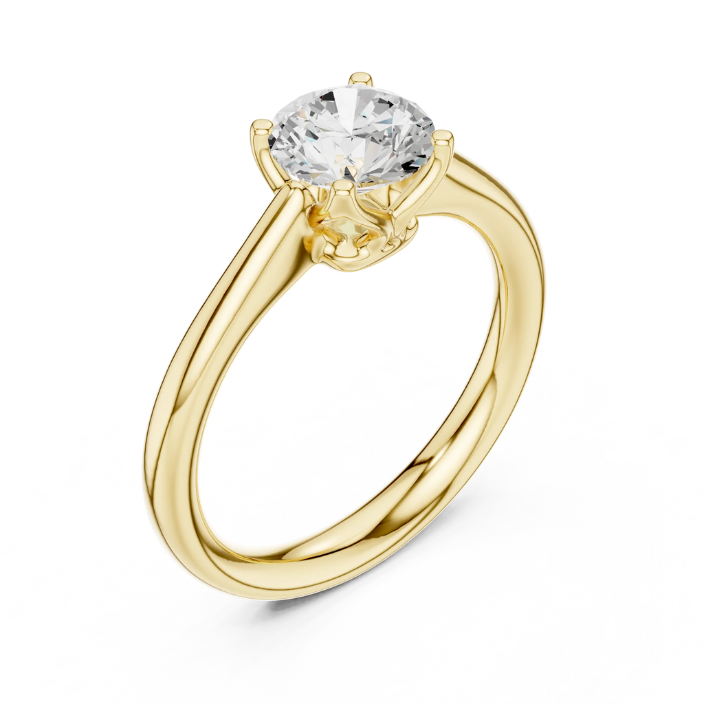14K White Gold Six Prong Round Brilliant Cut Minimalist Promise Ring