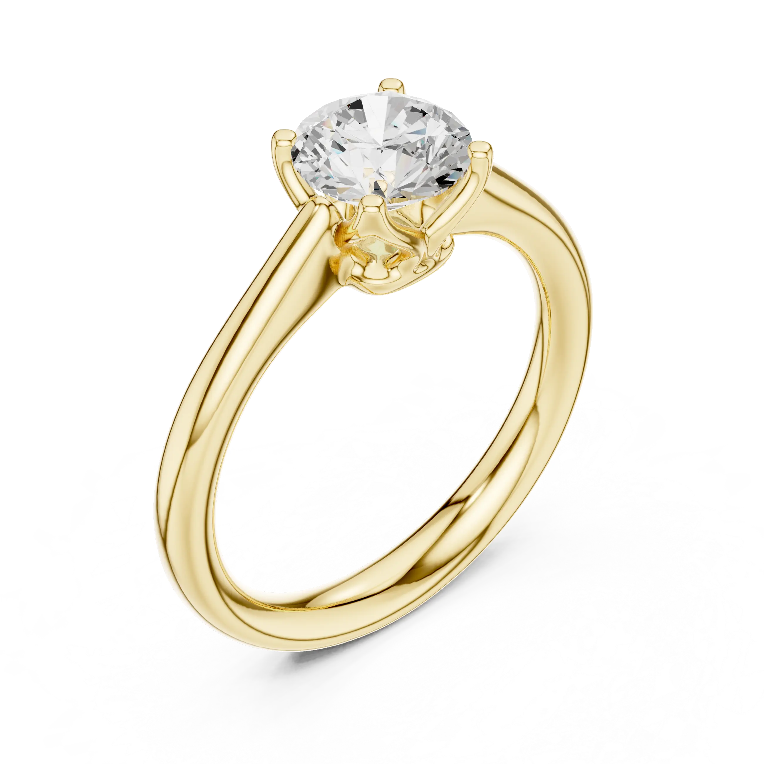 14K White Gold Six Prong Round Brilliant Cut Minimalist Promise Ring