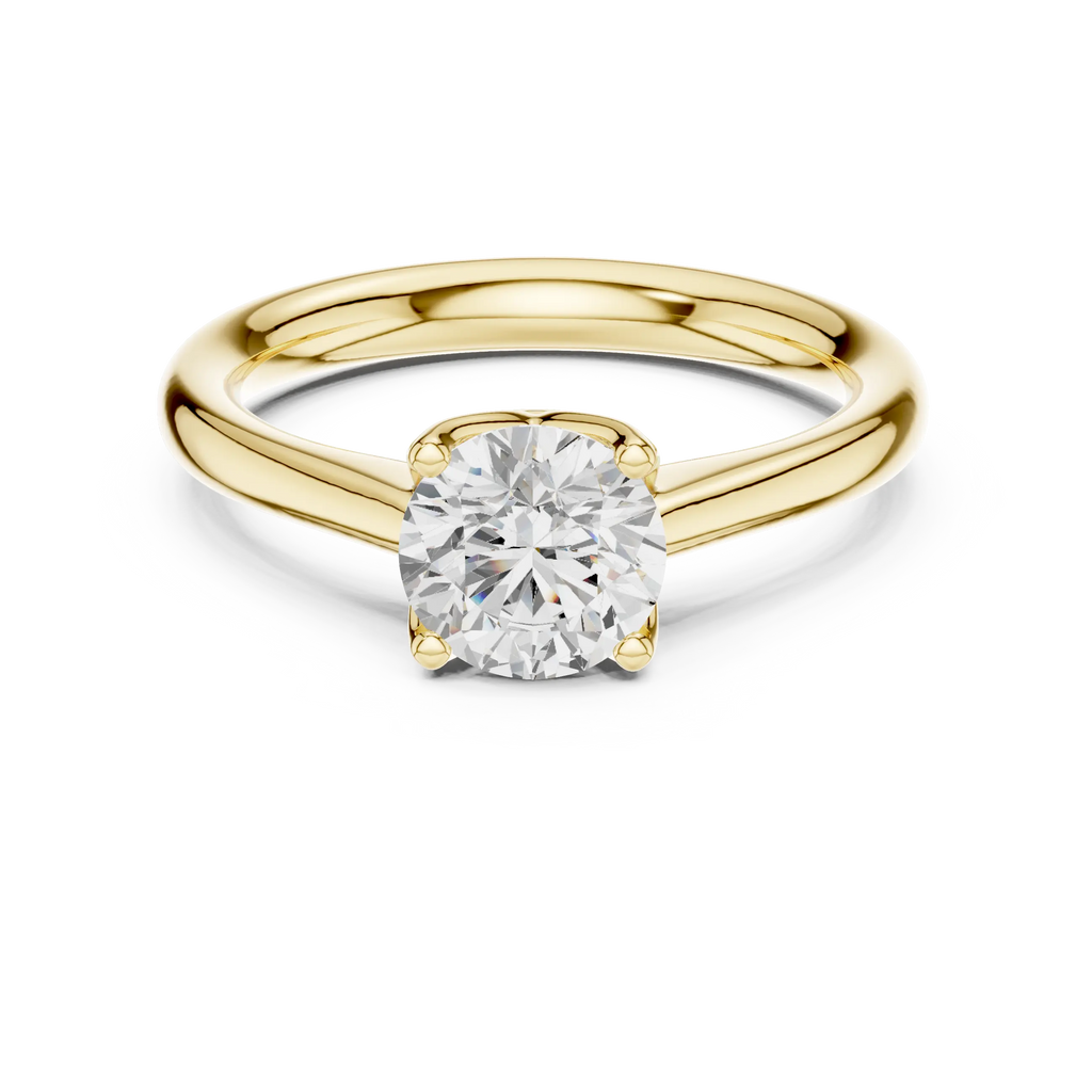 14K White Gold Six Prong Round Brilliant Cut Minimalist Promise Ring