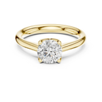 14K White Gold Six Prong Round Brilliant Cut Minimalist Promise Ring