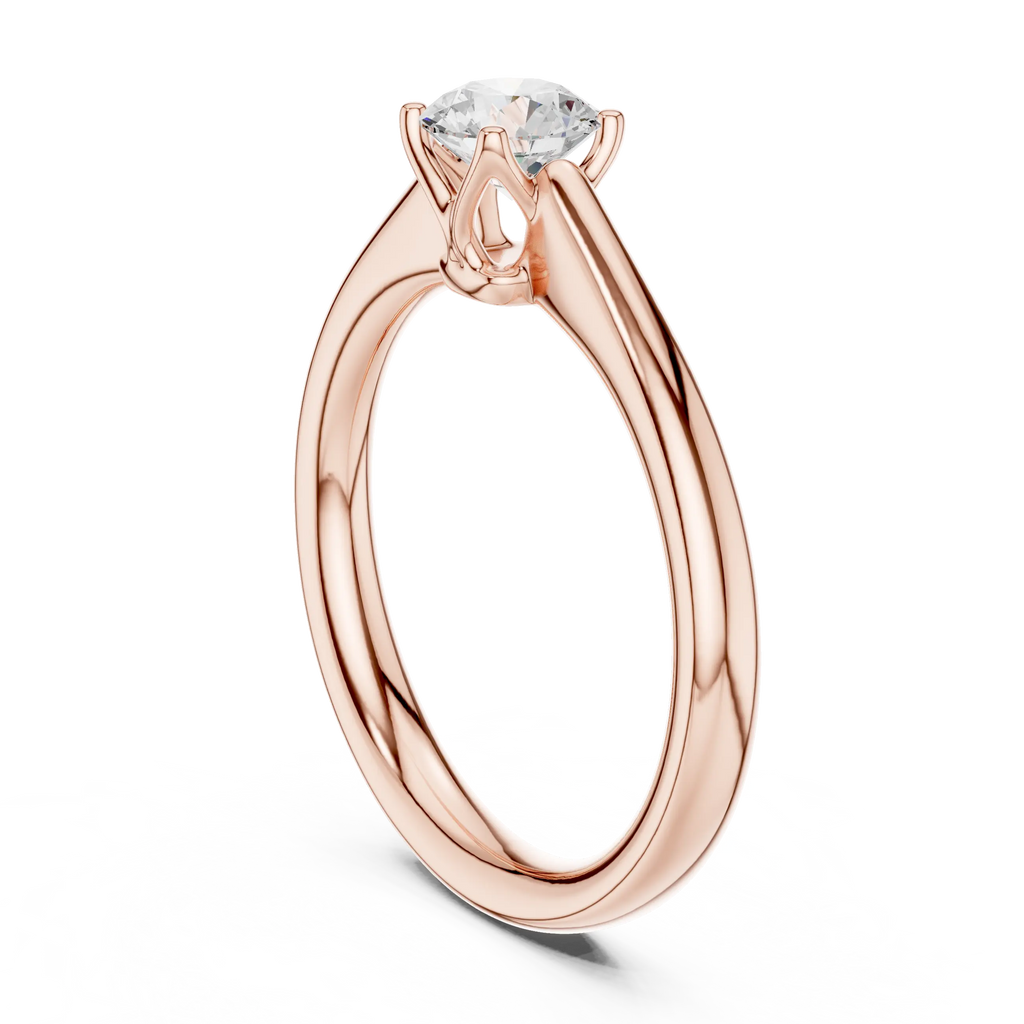 14K White Solid Gold 6-Prong Round Cut Solitaire Moissanite Engagement Ring