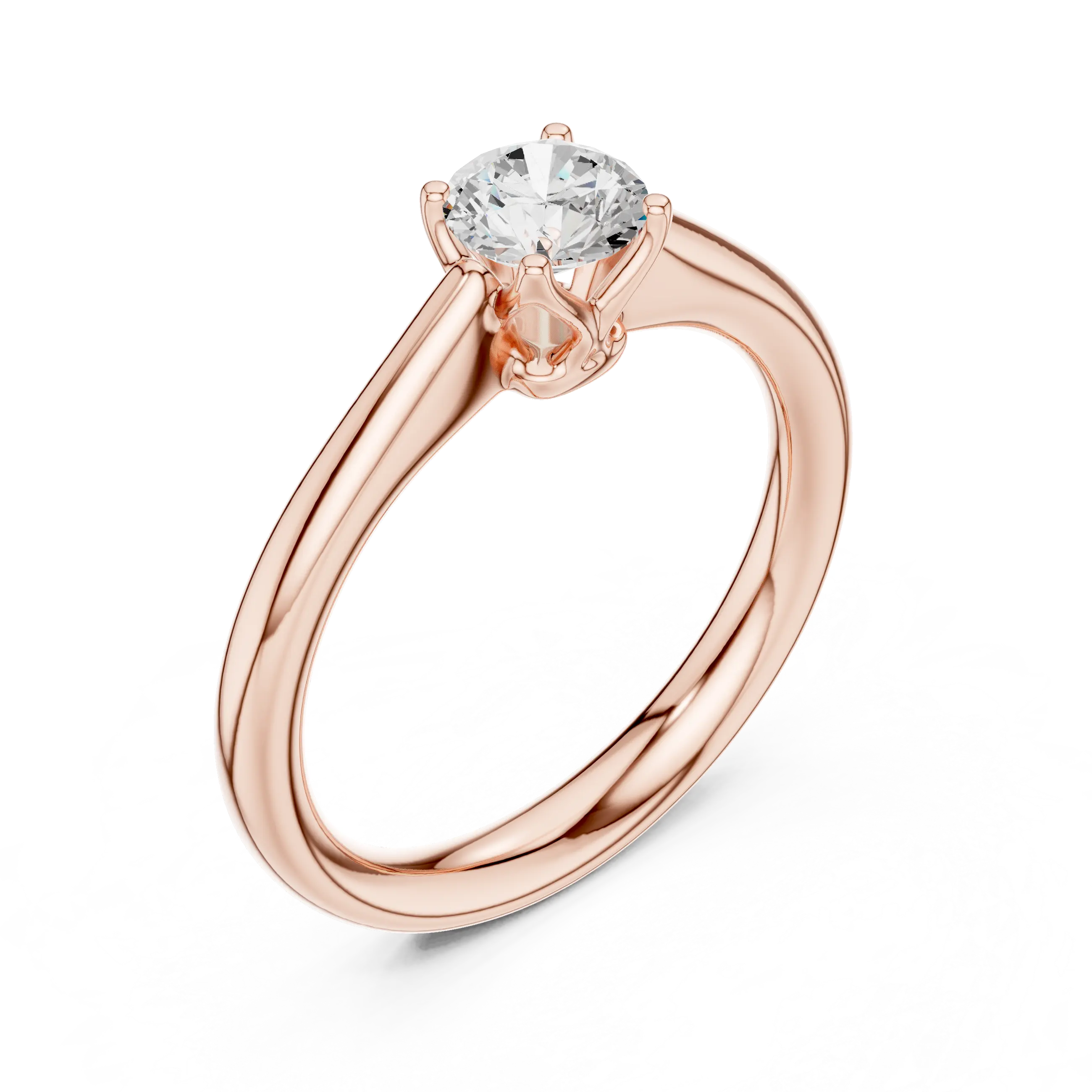 14K White Solid Gold 6-Prong Round Cut Solitaire Moissanite Engagement Ring