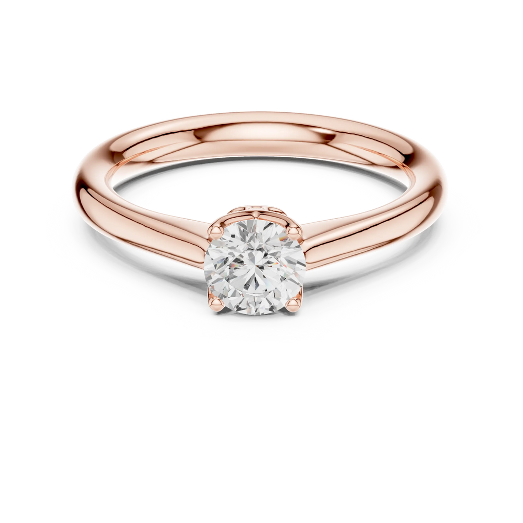 14K White Solid Gold 6-Prong Round Cut Solitaire Moissanite Engagement Ring