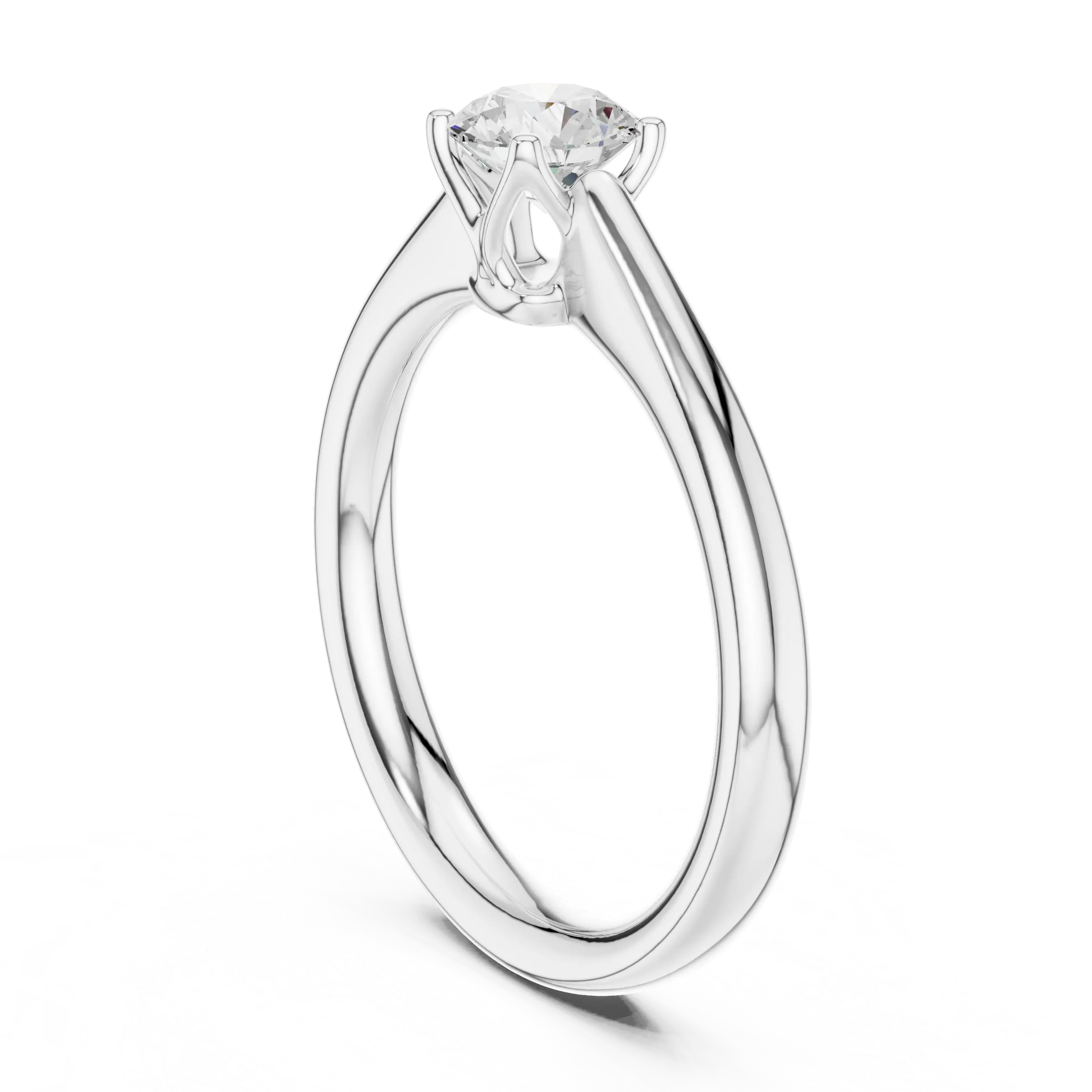 14K White Solid Gold 6-Prong Round Cut Solitaire Moissanite Engagement Ring
