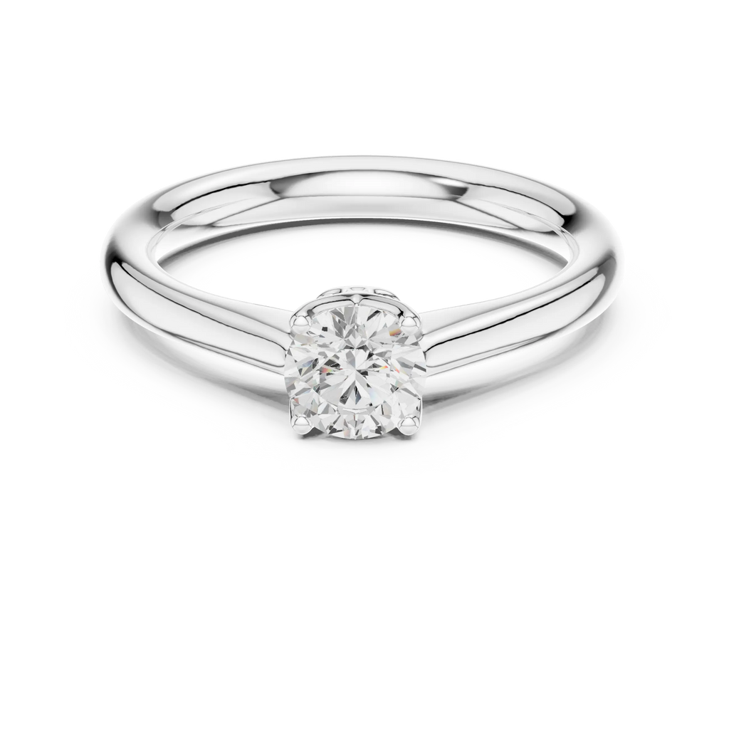 14K White Solid Gold 6-Prong Round Cut Solitaire Moissanite Engagement Ring